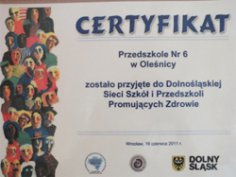 Certyfikat przyjęcia do programu